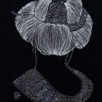 Textile Art titled "MEKO Longévité" by Michèle Duvillet, Original Artwork, Thread Mounted on Cardboard
