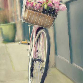 Arte digitale intitolato "bici con fiori" da Michele Farella, Opera d'arte originale, Pittura digitale