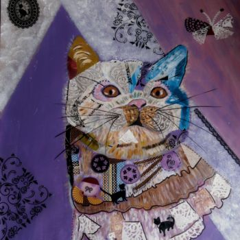 Painting titled "Chat" by Michele G, Original Artwork