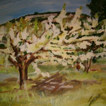 Pintura titulada "Cerisier" por Michèle Gerbaud, Obra de arte original