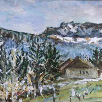 Pittura intitolato "Montagne" da Michèle Gerbaud, Opera d'arte originale