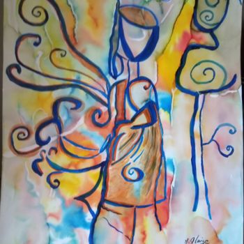 Painting titled "le destin" by Michele Glaize, Original Artwork, Ink
