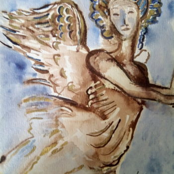 Peinture intitulée "L'ANGE DE LA LIBERTE" par Michele Glaize, Œuvre d'art originale, Encre