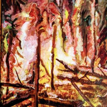 Painting titled "Feu de forêt" by Michele Glaize, Original Artwork, Acrylic