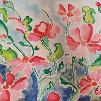 Painting titled "FRAICHEUR" by Michele Glaize, Original Artwork, Watercolor