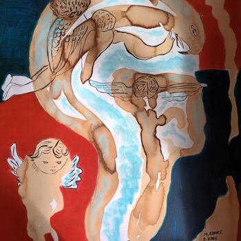 Malerei mit dem Titel "Ca grouille" von Michele Glaize, Original-Kunstwerk, Tinte