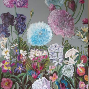 Peinture intitulée "Explosion florale" par Michele Glaize, Œuvre d'art originale, Acrylique