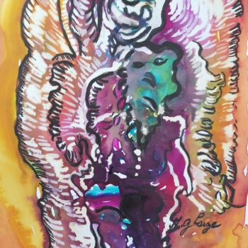 Painting titled "entouré de lumiére" by Michele Glaize, Original Artwork, Ink