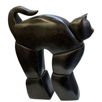 Sculpture titled "Le Chat" by Michèle Goumain, Original Artwork, Bronze