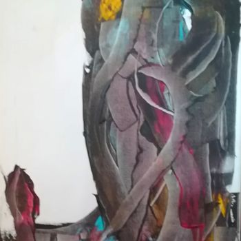 Ζωγραφική με τίτλο "HALLOWEEN" από Michele Guillot, Αυθεντικά έργα τέχνης, Ακρυλικό Τοποθετήθηκε στο Ξύλινο φορείο σκελετό
