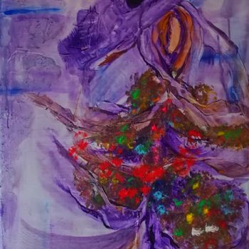 제목이 "FEMME AU CHAPEAU VI…"인 미술작품 Michele Guillot로, 원작, 아크릴 나무 들것 프레임에 장착됨