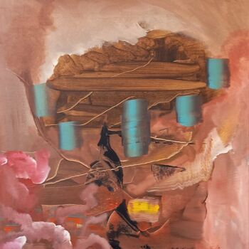 Pintura intitulada "ENTRE TERRE ET CIEL…" por Michele Guillot, Obras de arte originais, Acrílico Montado em Armação em madei…