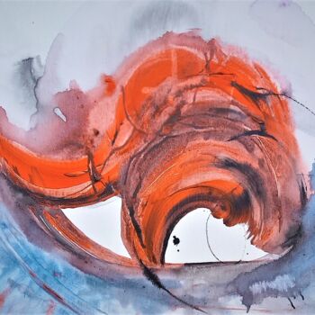 Painting titled "RESSAC / UNDERTOW" by Michele Guillot, Original Artwork, Acrylic Mounted on Wood Stretcher frame