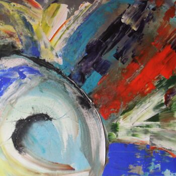 Painting titled "L'OEIL DU CYCLONE /…" by Michele Guillot, Original Artwork, Acrylic Mounted on Wood Stretcher frame