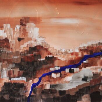 Painting titled "CHEMIN DES TOUAREGS…" by Michele Guillot, Original Artwork, Acrylic Mounted on Wood Stretcher frame