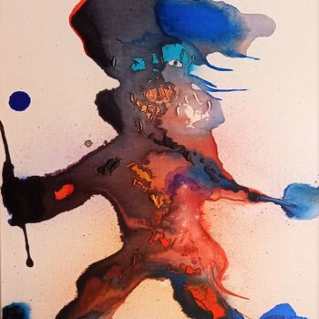 Painting titled "JONGLEUR / JUGGLER" by Michele Guillot, Original Artwork, Acrylic Mounted on Wood Stretcher frame