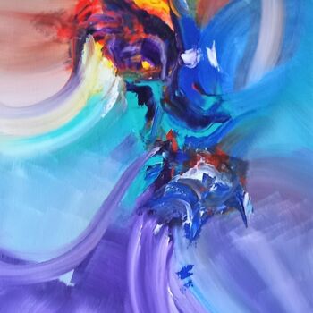 Картина под названием "PASSION" - Michele Guillot, Подлинное произведение искусства, Акрил Установлен на Деревянная рама для…
