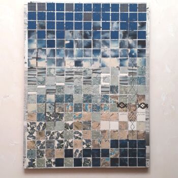 Collages getiteld "Essaouira" door Michèle Lassus Lopez, Origineel Kunstwerk, Collages Gemonteerd op Houten paneel
