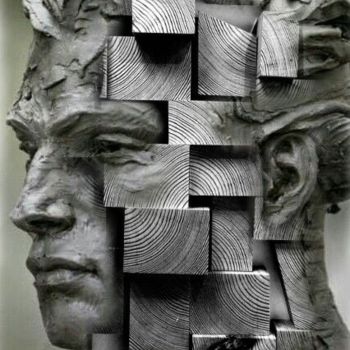 Arte digitale intitolato "Testa di legno" da Michele Loguercio, Opera d'arte originale