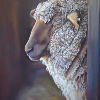 Peinture intitulée "Mouton" par Michèle Rais, Œuvre d'art originale, Pastel