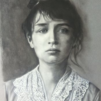 Malerei mit dem Titel "Camille Claudel" von Michèle Rais, Original-Kunstwerk, Pastell