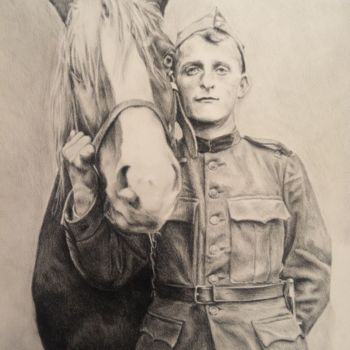 Drawing titled "Mon grand-père (192…" by Michèle Rais, Original Artwork, Charcoal