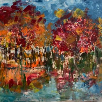Painting titled "Automne" by Michele Sardain, Original Artwork, Oil