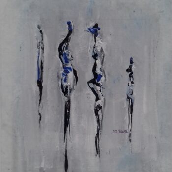Peinture intitulée "silhouettes rupestr…" par Michèle Toutain, Œuvre d'art originale, Acrylique
