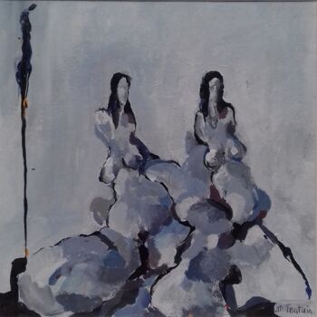 Peinture intitulée "femmes-pierres 1" par Michèle Toutain, Œuvre d'art originale, Acrylique