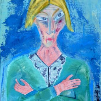 Peinture intitulée "En colère" par Michèle Van Goethem Villain (MiVaGo), Œuvre d'art originale, Huile Monté sur Châssis en b…
