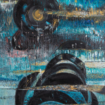Pintura intitulada "Les Mots Bleus" por Michèle Ville, Obras de arte originais, Óleo Montado em Armação em madeira