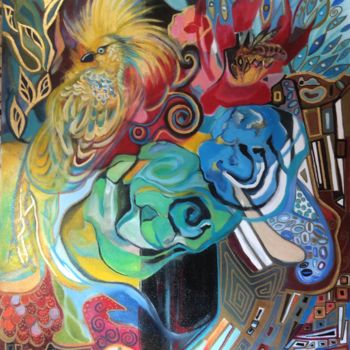 Картина под названием "L’oiseau de Paradis" - Michèle Padoy, Подлинное произведение искусства, Акрил