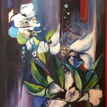 Painting titled "Phalaenopsis blanch…" by Michèle Padoy, Original Artwork, Acrylic