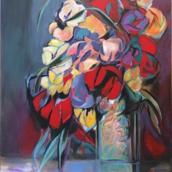 "Tulipes rouges" başlıklı Tablo Michèle Padoy tarafından, Orijinal sanat, Akrilik