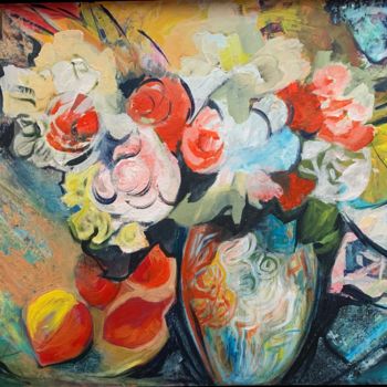 Peinture intitulée "Fleurs de lumière" par Michèle Padoy, Œuvre d'art originale, Acrylique Monté sur Panneau de bois