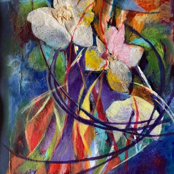 Painting titled "Phalaenopsis en amb…" by Michèle Padoy, Original Artwork, Pastel Mounted on Glass
