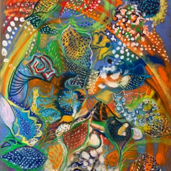 Peinture intitulée "Tourbillon d’Automne" par Michèle Padoy, Œuvre d'art originale, Pastel Monté sur Carton