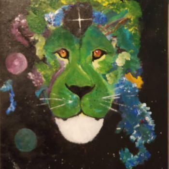 Painting titled "Cosmic Lion" by Michele Angelo Giocondo Ciotoli, Original Artwork, Acrylic