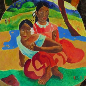 Peinture intitulée "détail chaise Gaugu…" par Milor, Œuvre d'art originale