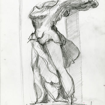 Drawing titled "victoire de Samothr…" by Michèle Dutruel-Dandelot, Original Artwork, Conté