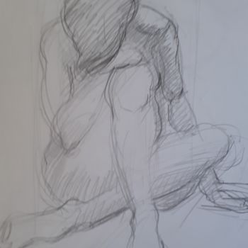 Drawing titled "Femme assise de fac…" by Michèle Dutruel-Dandelot, Original Artwork, Graphite