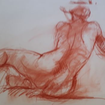 Drawing titled "Femme allongée de d…" by Michèle Dutruel-Dandelot, Original Artwork
