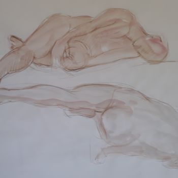 Drawing titled "Deux figures, l'une…" by Michèle Dutruel-Dandelot, Original Artwork, Other