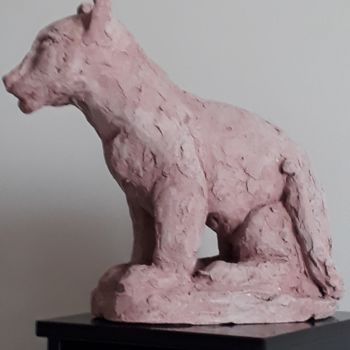 Sculpture titled "Lionceau" by Michèle Dutruel-Dandelot, Original Artwork, Terra cotta