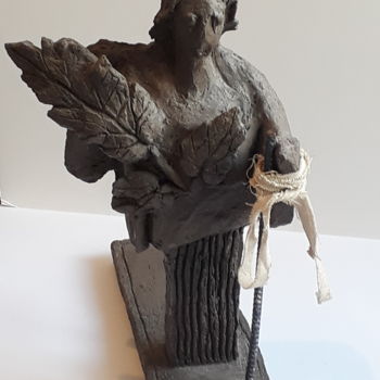 Sculptuur getiteld "Le Poète messager" door Michèle Dutruel-Dandelot, Origineel Kunstwerk, Terra cotta
