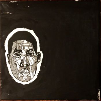 Painting titled "Volto notorious B.I…" by Michele Miglietta, Original Artwork, Acrylic