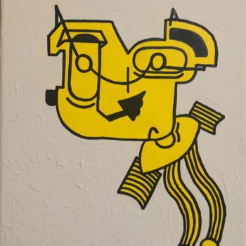 Painting titled "uomo" by Michele Miglietta, Original Artwork, Acrylic Mounted on Wood Panel