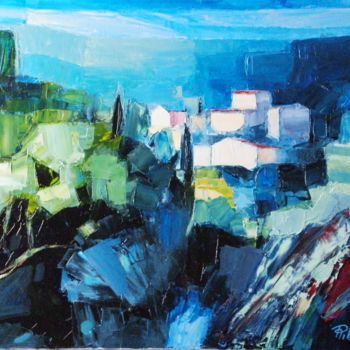 Painting titled "Paysage d"Ardèche" by Michèle Ribeiro, Original Artwork, Oil