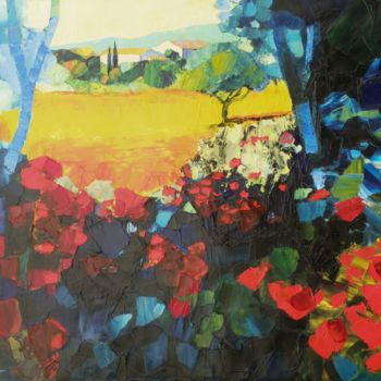 Painting titled "Coquelicots" by Michèle Ribeiro, Original Artwork