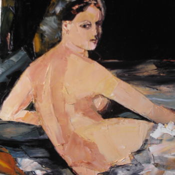 Painting titled "Nu d'après Ingres" by Michèle Ribeiro, Original Artwork, Oil